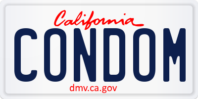 CA license plate CONDOM