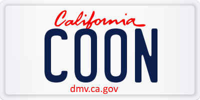 CA license plate COON