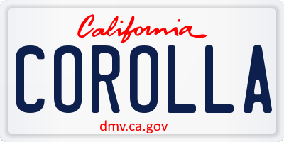 CA license plate COROLLA