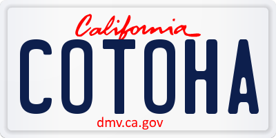 CA license plate COTOHA