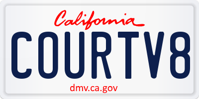 CA license plate COURTV8