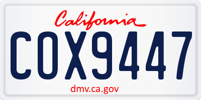 CA license plate COX9447