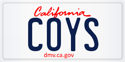 CA license plate COYS