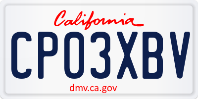 CA license plate CP03XBV