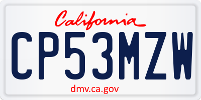 CA license plate CP53MZW