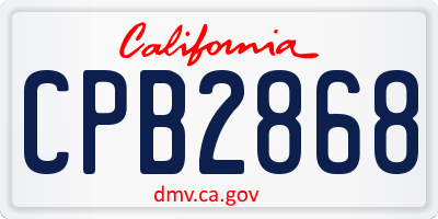 CA license plate CPB2868