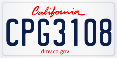 CA license plate CPG3108