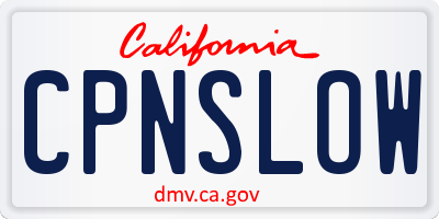 CA license plate CPNSLOW