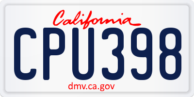 CA license plate CPU398