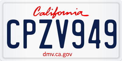 CA license plate CPZV949