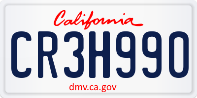 CA license plate CR3H990