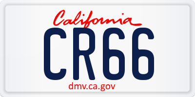 CA license plate CR66