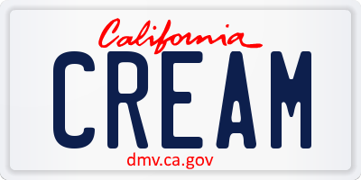 CA license plate CREAM