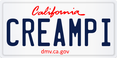 CA license plate CREAMPI