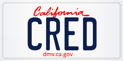 CA license plate CRED