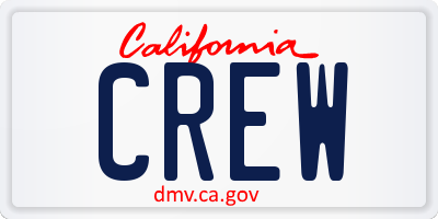 CA license plate CREW