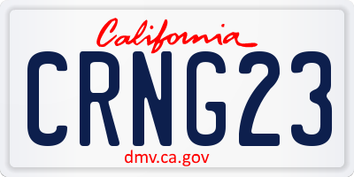 CA license plate CRNG23