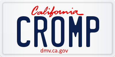 CA license plate CROMP