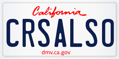 CA license plate CRSALSO