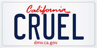 CA license plate CRUEL