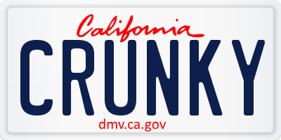 CA license plate CRUNKY