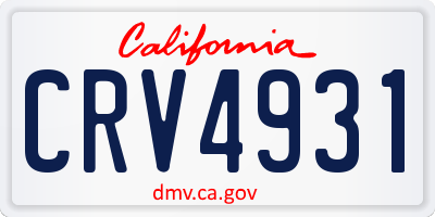 CA license plate CRV4931