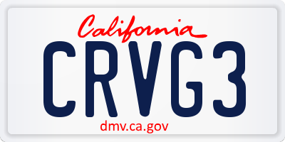 CA license plate CRVG3