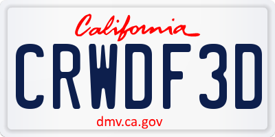 CA license plate CRWDF3D