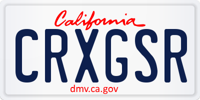 CA license plate CRXGSR