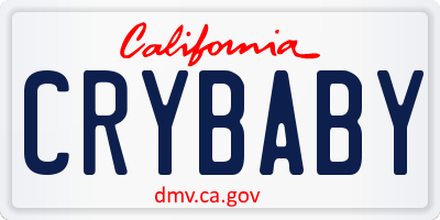 CA license plate CRYBABY