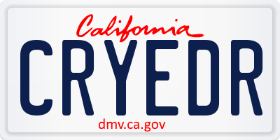 CA license plate CRYEDR
