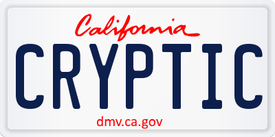 CA license plate CRYPTIC