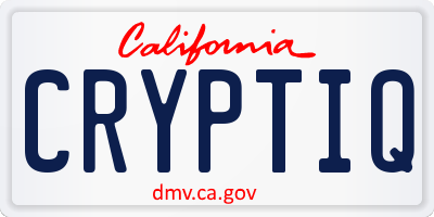 CA license plate CRYPTIQ