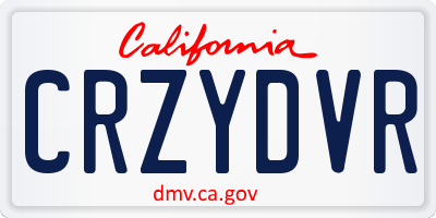 CA license plate CRZYDVR