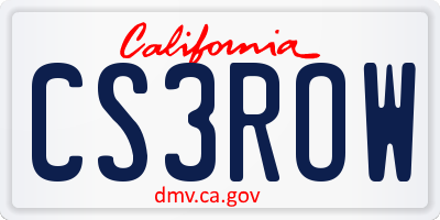 CA license plate CS3ROW