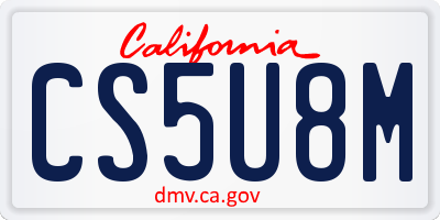 CA license plate CS5U8M