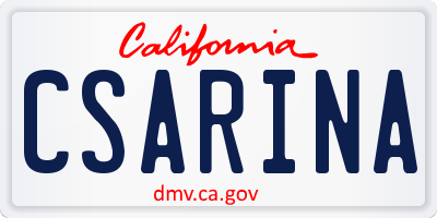 CA license plate CSARINA