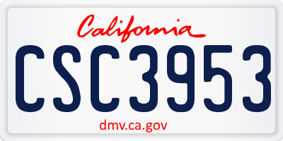 CA license plate CSC3953