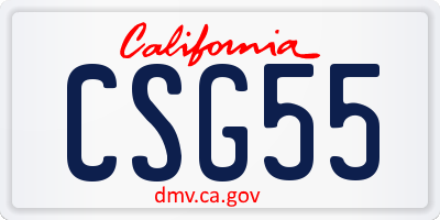 CA license plate CSG55