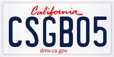 CA license plate CSGBO5