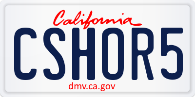 CA license plate CSHOR5