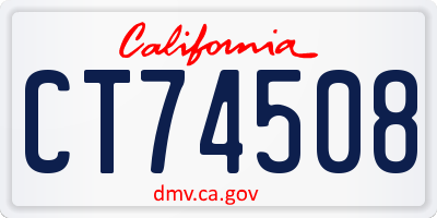 CA license plate CT74508