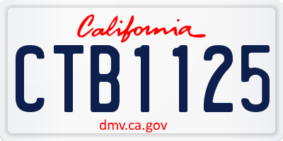 CA license plate CTB1125