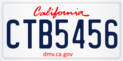 CA license plate CTB5456