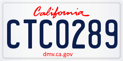 CA license plate CTC0289