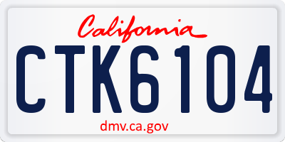 CA license plate CTK6104