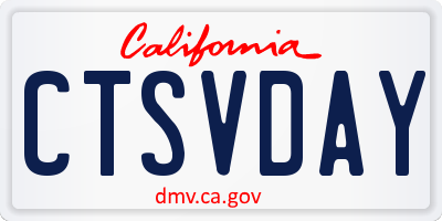 CA license plate CTSVDAY