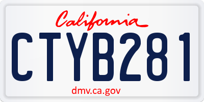 CA license plate CTYB281