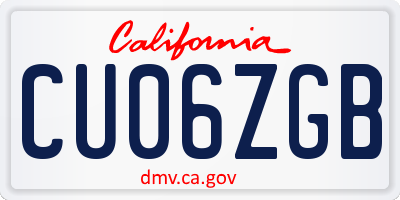 CA license plate CU06ZGB