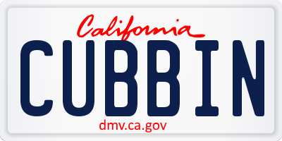 CA license plate CUBBIN